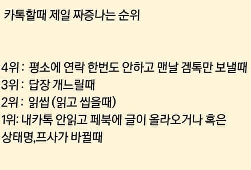 카톡할 때 제일 짜증나는 순위