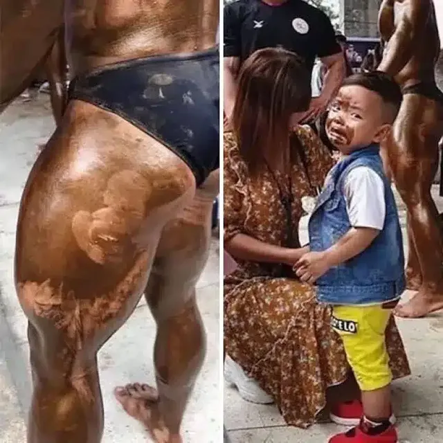 오늘은 아빠 만지면 안된다고 했잖아...