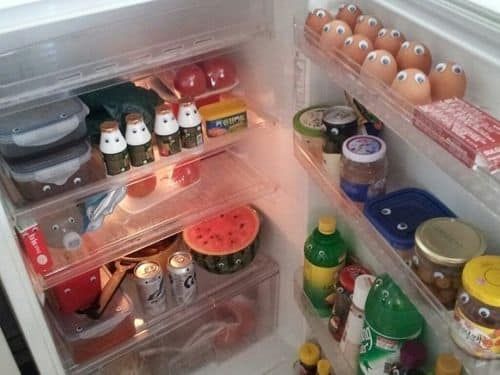 한밤중에 목이 말라 냉장고를 열었더니