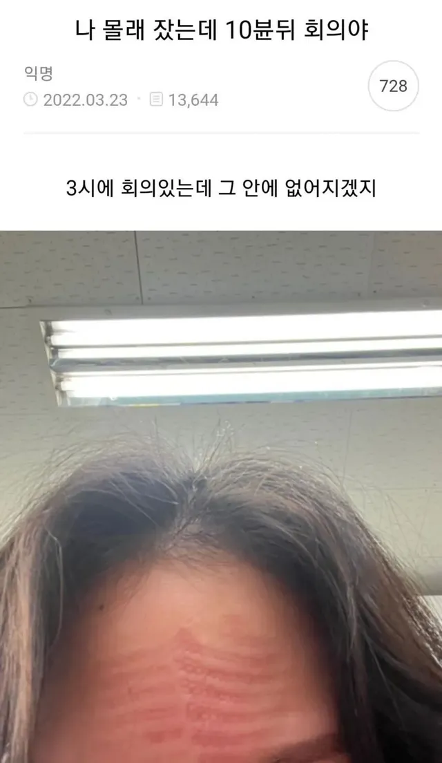나 몰래 잤는데 10분 뒤 회의야