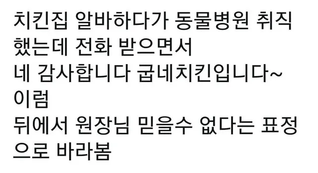 치킨집 알바하다 동물병원 취직함