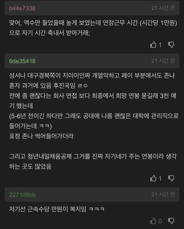 성서공단 4년차 친구있는데 급여 충격이네