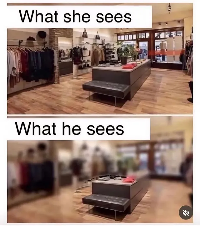 쇼핑 갔을때 남자와 여자의 시선 차이
