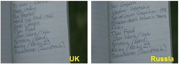 캡틴 아메리카:윈터솔져 캡틴의 메모수첩 국가별 기록내용