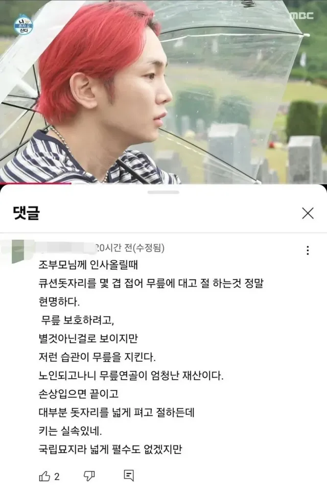 나혼자산다 키 영상에 달린 어르신의 칭찬 댓글.jpg