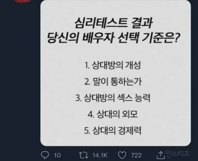 배우자 선택기준 알아보는 심리테스트