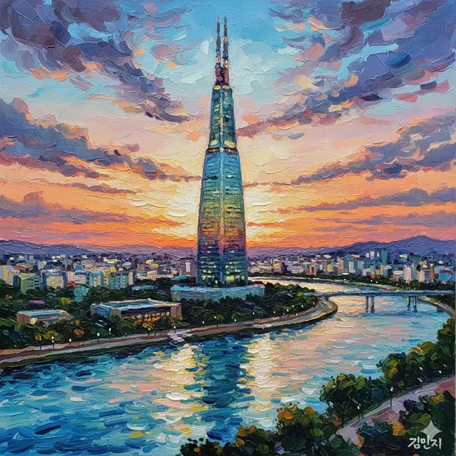 AI가 그린 롯데타워 그림