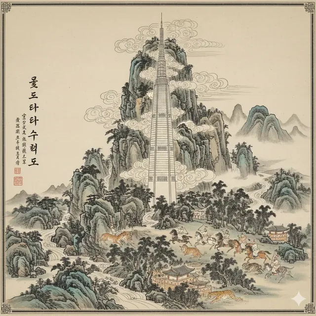 AI가 그린 롯데타워 그림