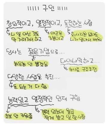 구인구직 광고 내용의 속뜻