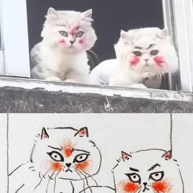 포인트를 잘 잡아서 그린 고양이 그림