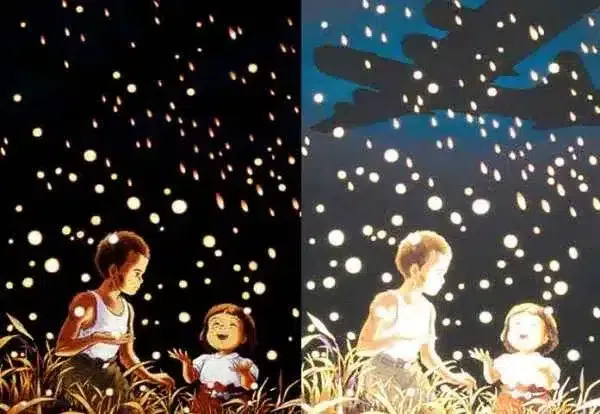 지브리 반딧불이의 묘 포스터의 밝기 조절을 하면 보이는 것