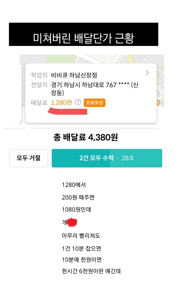 미쳐버린 배달단가 근황