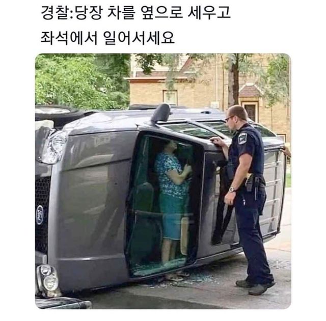 차 옆으로 세우고 좌석에서 일어나기