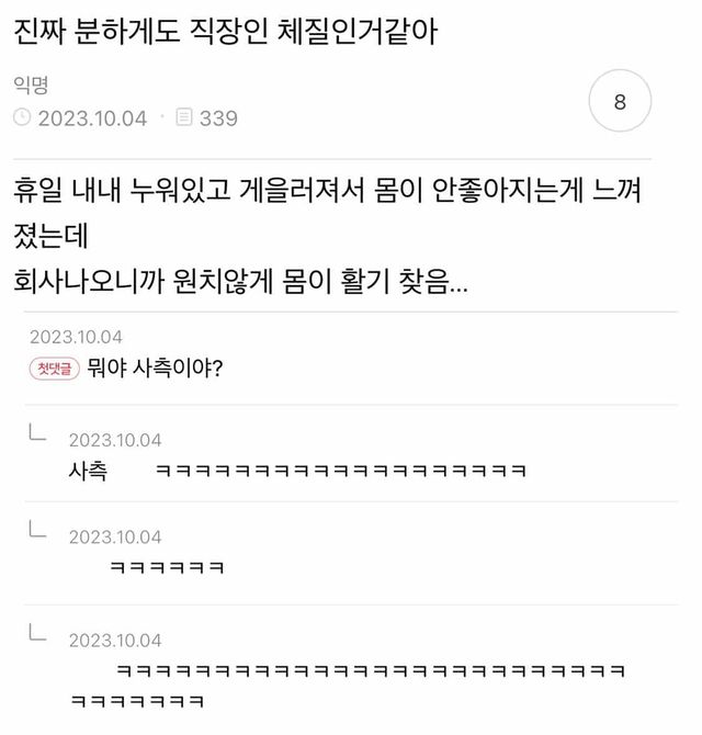 진짜 분하게도 직장인 체질인거같아