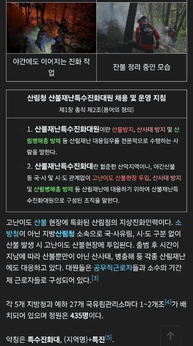 산불 재난 특수 진화대라는게 있었네요