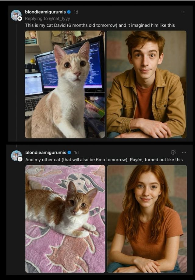 챗GPT가 사람으로 바꿔준 고양이와 강아지들