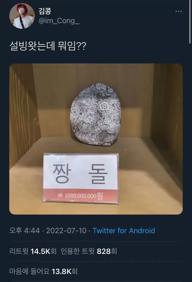 설빙에서 자랑중인 10억짜리 짱돌