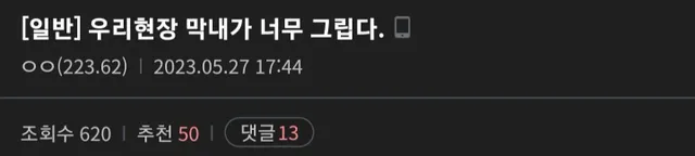 우리 현장 막내가 너무 그립다..