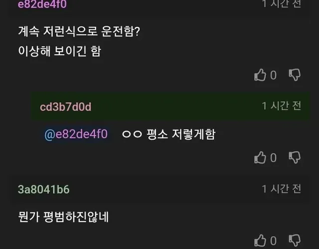 운전 이상하게 하는지 물어 보는 개붕이
