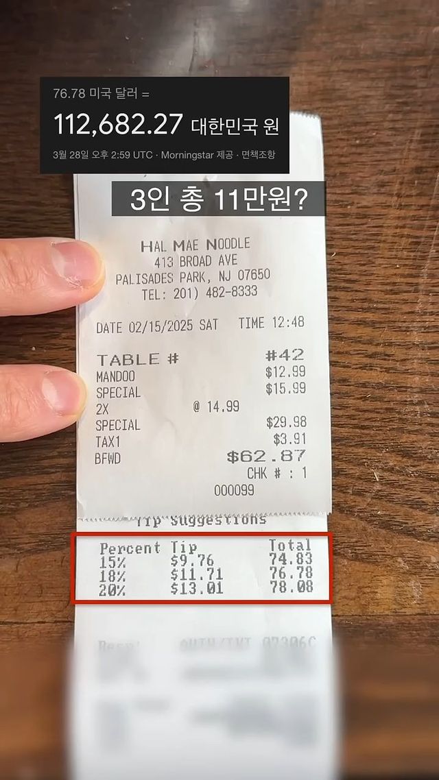 뉴욕보다 20 ~ 30% 저렴한 뉴저지 한인타운 칼국수집