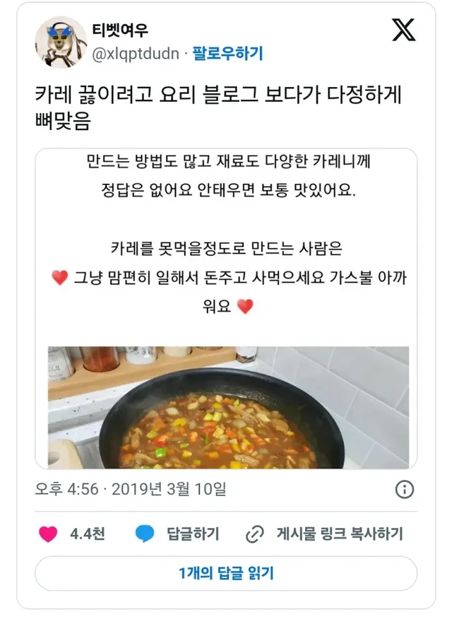 카레를 돈주고 사먹으라는 이유
