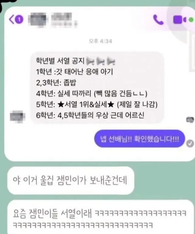 요즘 초등학생들 서열