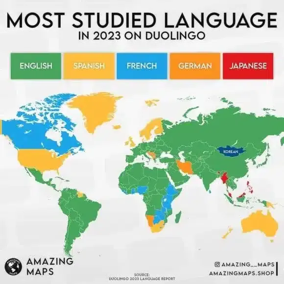 듀오링고로 제일 많이 배우는 언어