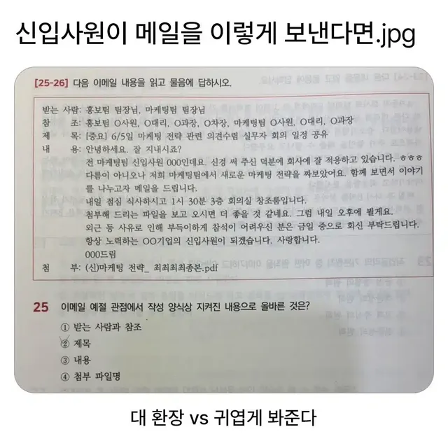 신입사원이 메일을 이렇게 보낸다면?