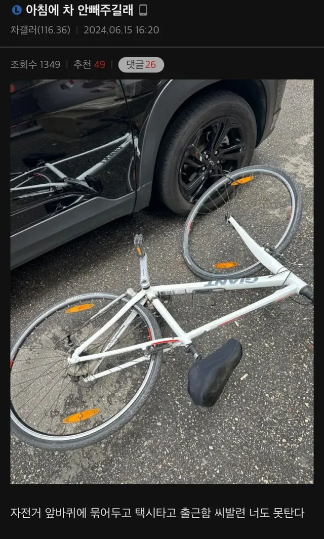 아침에 차 안 빼주길래.dc