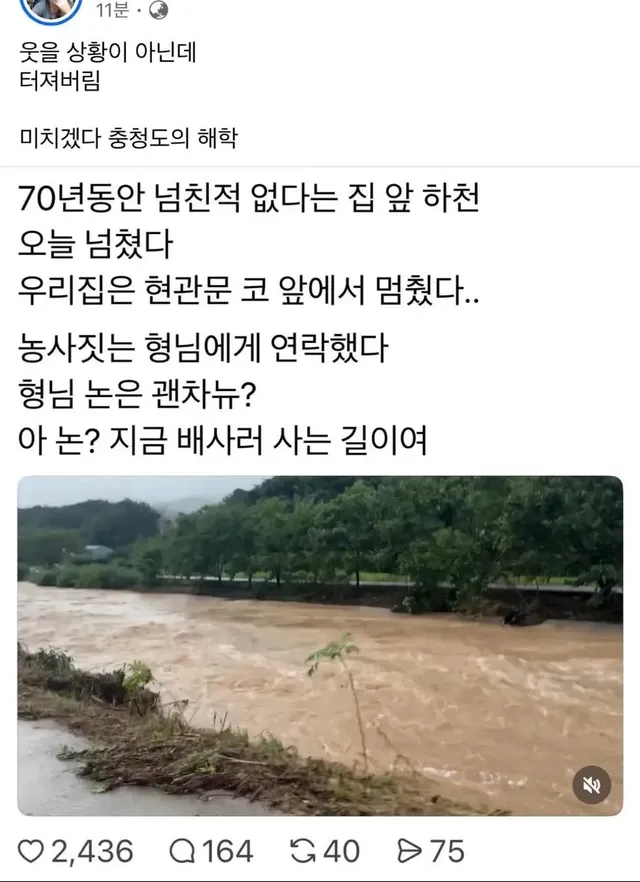 물난리에도 해학이 넘치는 충청도인