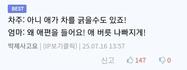 차 긁힌 머스탱 차주가 애엄마랑 싸움