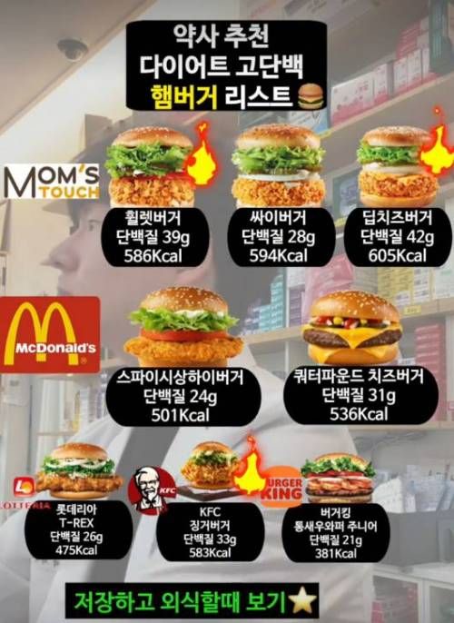 약사 추천 고단백 햄버거 리스트