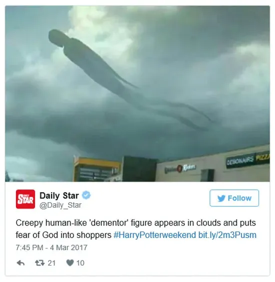 사람들을 공포에 떨게 한 구름 속 사람 형상의 비밀