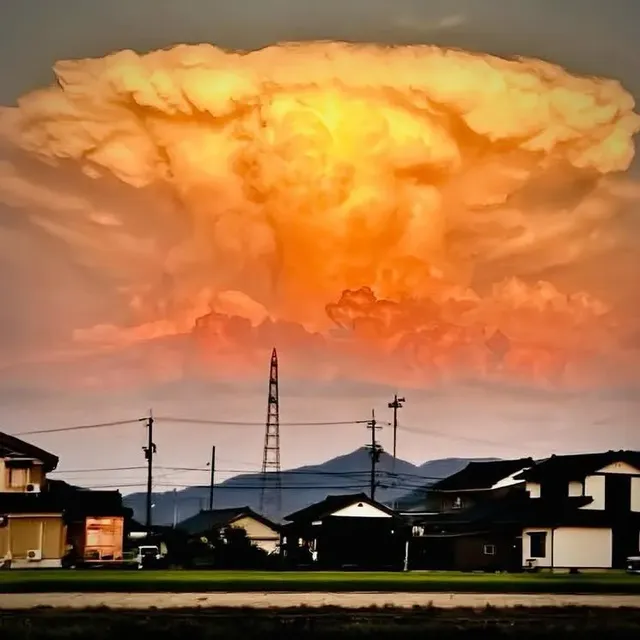 어제 찍혔다는 일본의 신기한 구름.jpg