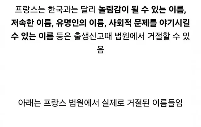 프랑스 법원에서 거절한 아기 이름들 수준