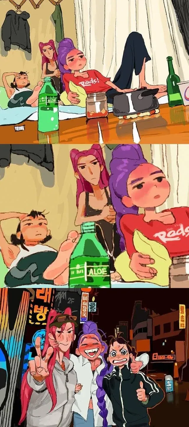 케데헌 삽화가가 그린 헌트릭스 근황