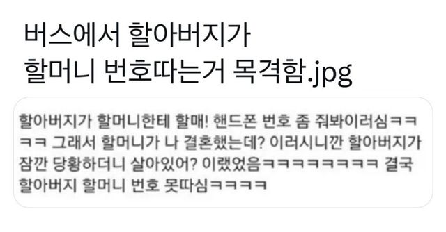 버스에서 할아버지가 할머니 번호따는거 목격함 작성시간