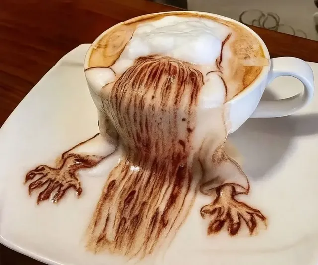 라떼 아트 공포 버전