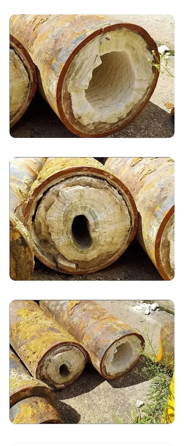 석회질이 많은 나라의 수도관.