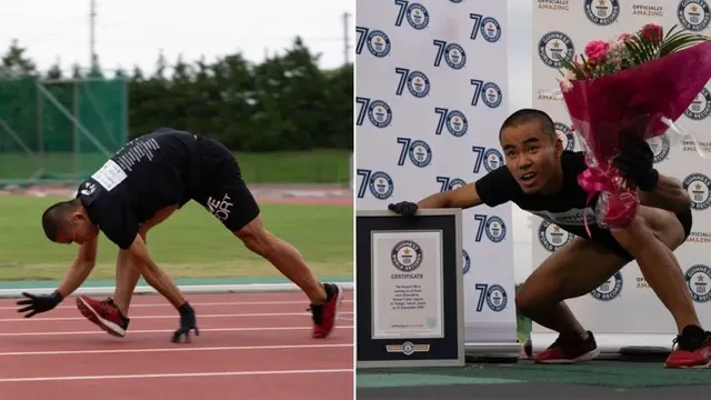 네 발로 100m 뛰기 세계 신기록 14.55 달성