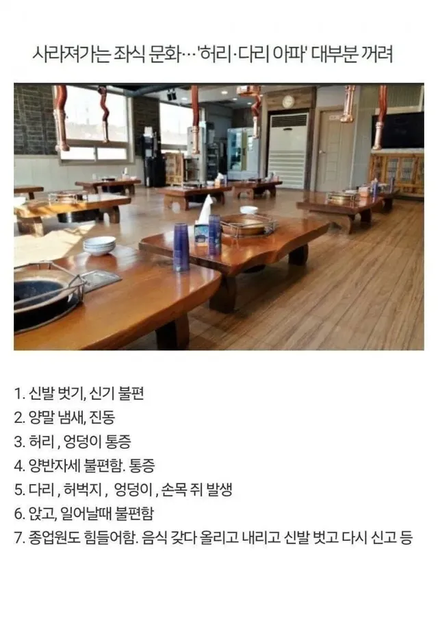 많이 사라지고 있는 식당 문화