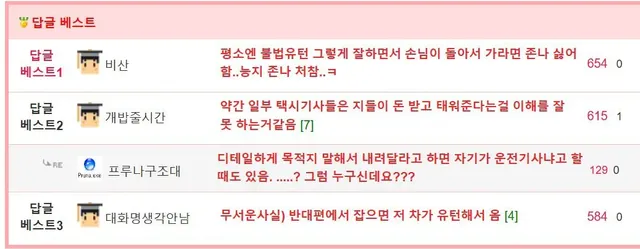 택시기사 평균 능지