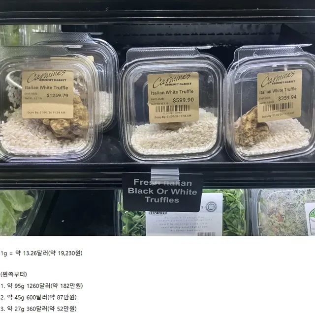 이탈리아산 화이트 트러플 가격