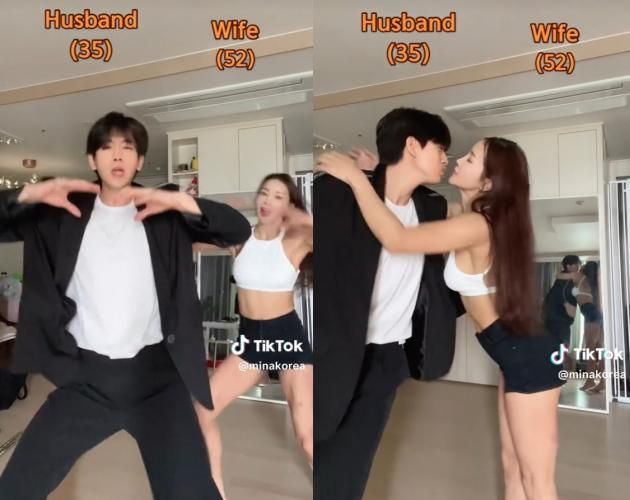 17세 연상연하 류필립, 미나 부부. (틱톡 갈무리) / DBC뉴스