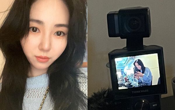 카메라 사진으로 유튜브 촬영 중임을 알리는 권민아 /사진=인스타그램