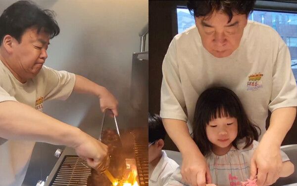백종원의 로스트 비프, 딸 세은과의 먹방/사진=인스타그램