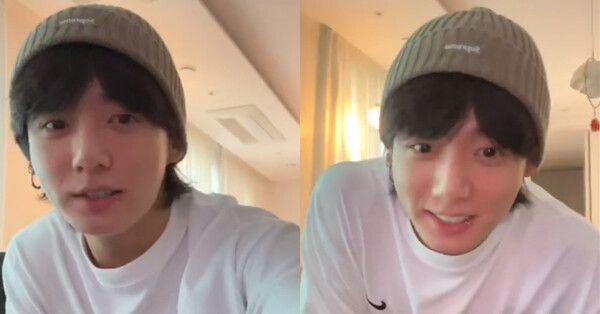 방송을 킨 이유를 설명하는 정국 /사진=위버스