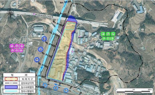 퇴래 자연재해위험개선지구 정비사업 위치도.김해시 제공