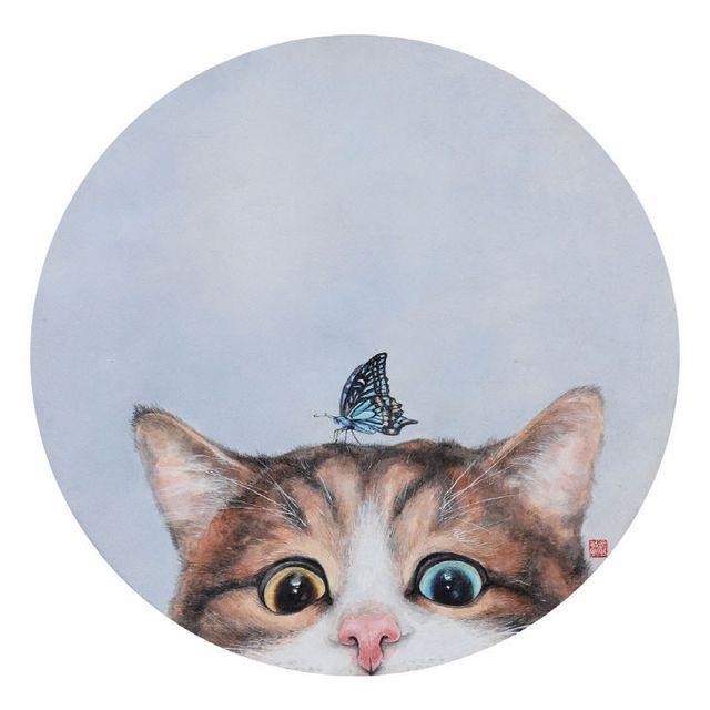 사진3. 호기심Ⅰ, Ø30cm, 장지에 채색