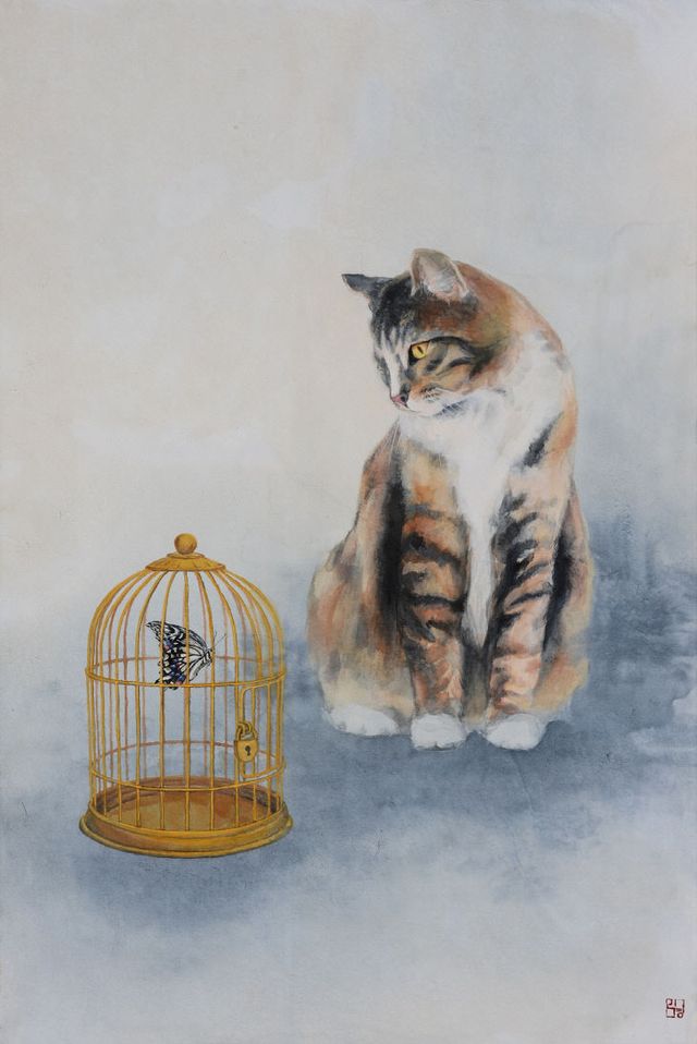 사진1. 시선Ⅷ, 58X86cm, 장지에 채색 (1)